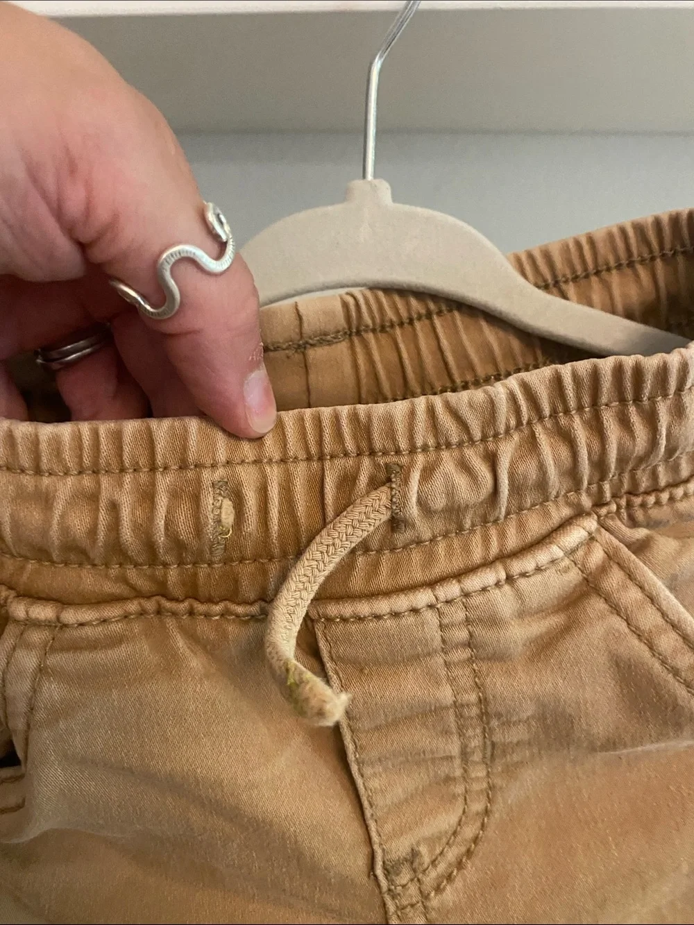 Old Navy Multicolor Striped Pullover Hoodie with Tan Pants